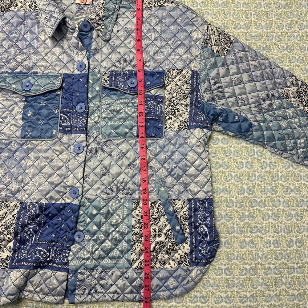 NWT Anthropologie Not So Serious Priya Quilted Blue Shirt Jacket Size- Large - Picture 9 of 10